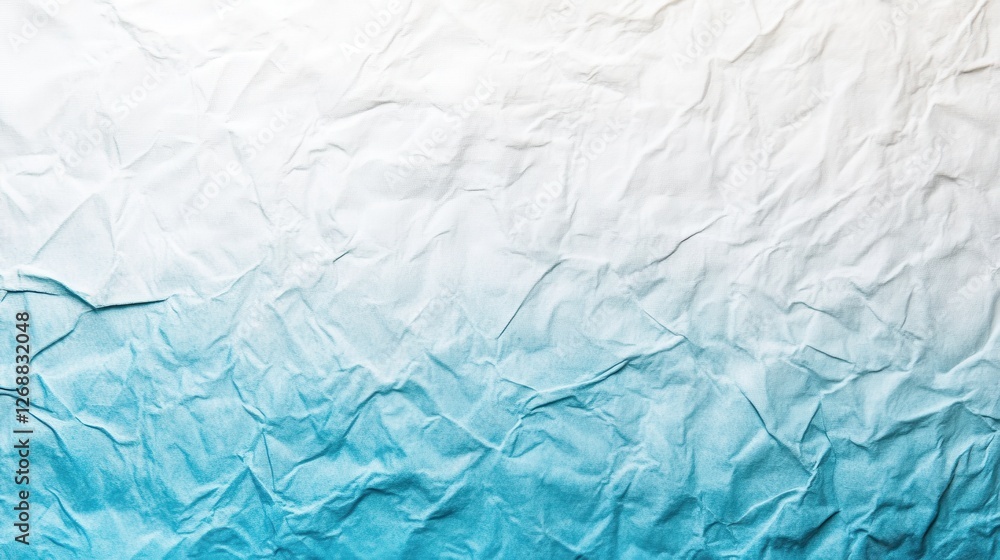 Poster Crumpled texture with soft white and blue gradient creates an elegant background for design and art projects
