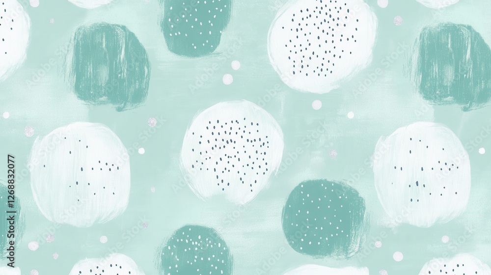 Leinwandbilder soft pencil strokes create a muted mint background with abstract circles in varying sizes and shades