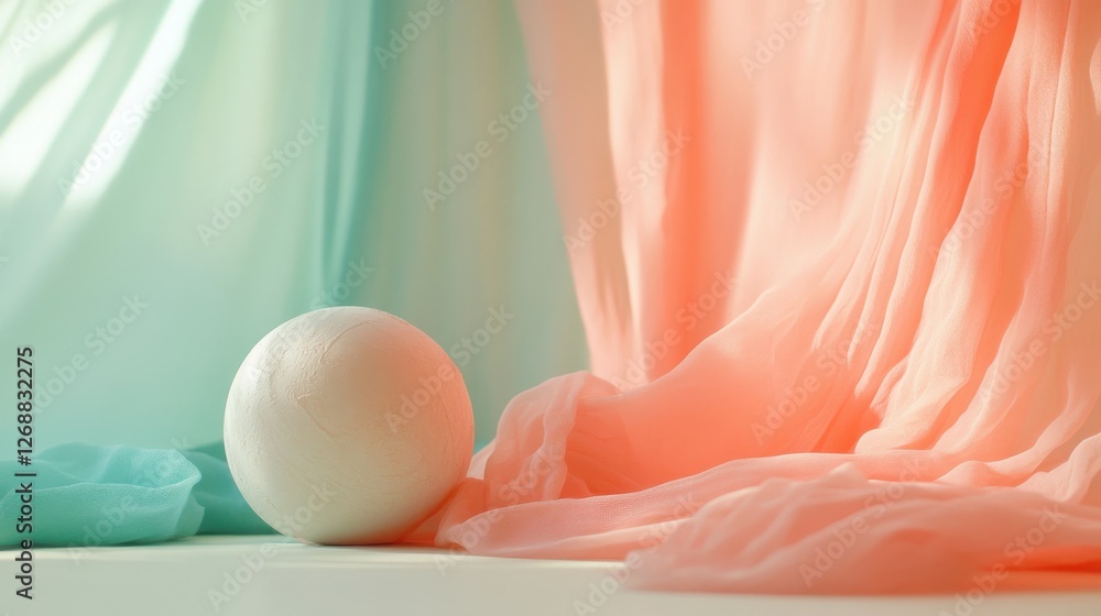 Aufkleber soft pastel coral and teal shapes create a calming atmosphere in an artistic setup