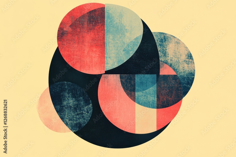 Wall mural colorful circles overlap creating a modern artistic abstract composition