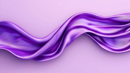 Elegant flowing purple silk fabric draped on soft pink background