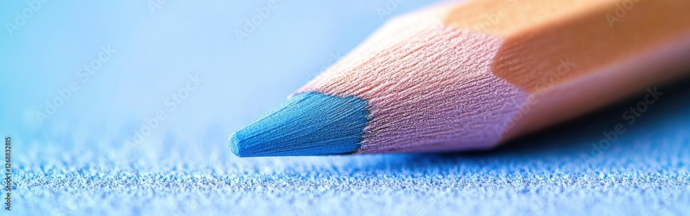 Poster elegant design featuring a blue pencil tip against a soft background with calming textures and color