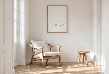 Rustic Interior Mockup, Cozy Modern Rustic Style, Minimalist Home Design, 3D Render