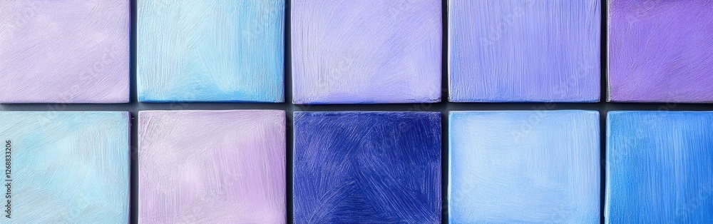 Aufkleber minimalist art composition with textured pencil strokes in shades of blue and purple arranged in a g