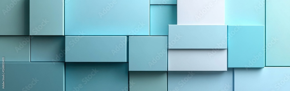 Poster Minimalist design featuring a gradient fill from pastel mint to soft cyan, creating a soothing visual effect across various rectangular shapes