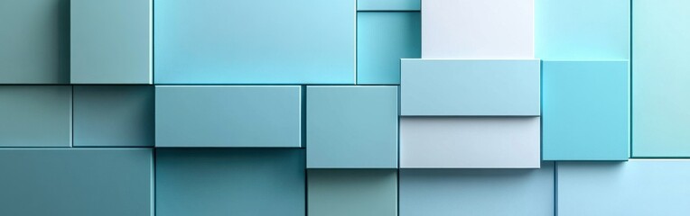 Minimalist design featuring a gradient fill from pastel mint to soft cyan, creating a soothing visual effect across various rectangular shapes