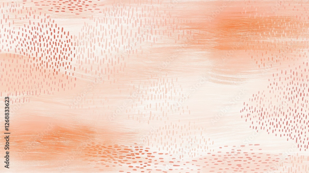 Poster minimalist dotted pencil strokes in soft peach tones create an abstract design perfect for modern de
