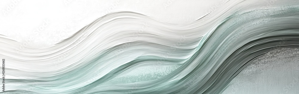 Poster flowing lines create a minimalist aesthetic with pencil strokes in soft shades of gray and green for