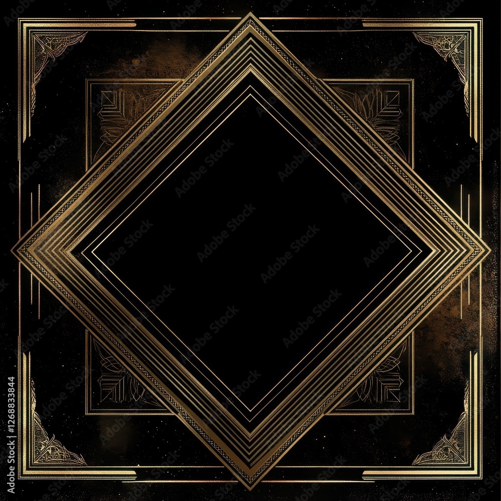Fototapete Intricate geometric diamond shape design featuring elegant borders and rich textures suitable for various artistic applications