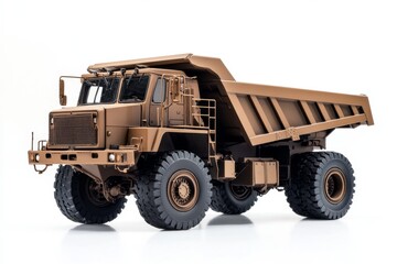 Obraz premium Brown military dump truck model studio shot