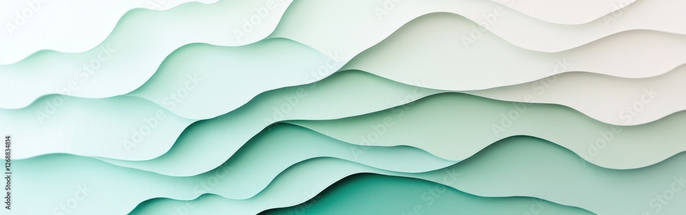 Aufkleber elegant gradient design with smooth waves transitioning through shades of green and white