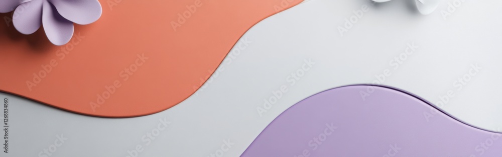 Poster Curved lavender and coral shapes create a modern and elegant design for artistic arrangements and decor
