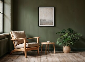 Rustic Interior Mockup, Cozy Modern Rustic Style, Minimalist Home Design, 3D Render