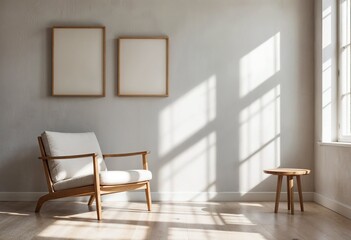 Fototapeta premium Rustic Interior Mockup, Cozy Modern Rustic Style, Minimalist Home Design, 3D Render