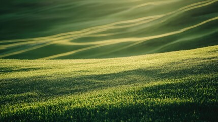 Obraz premium Rolling Green Hills Under Sunlight Embrace