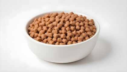 cat food in a bowl, isolated on white background