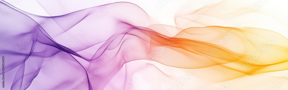Poster abstract pencil strokes creating a gradient from purple to orange with flowing curves and soft trans