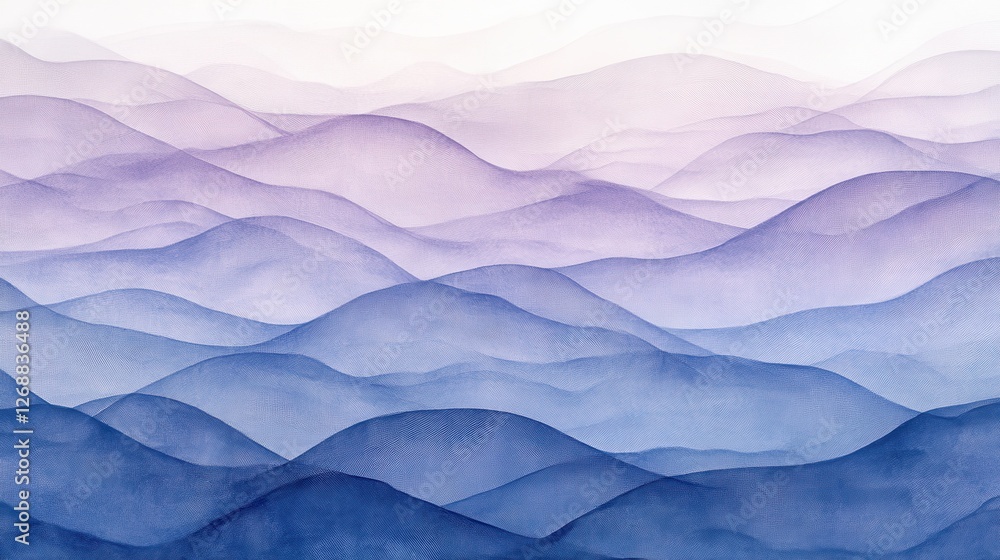 Poster exploration of abstract pencil strokes creating a serene gradient of purple and blue hues