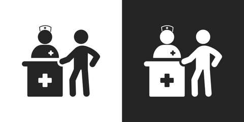 Hospitalization patient black and white icon vector design