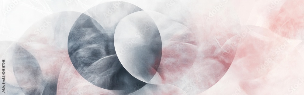 Poster Abstract pencil strokes create a vibrant backdrop with circular shapes in soft tones of gray and pink