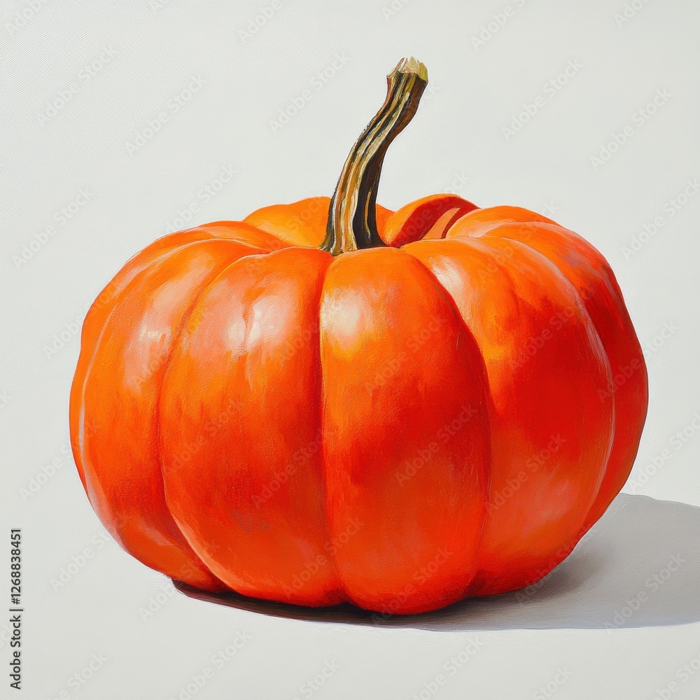 Poster bright orange pumpkin showcasing smooth texture and vibrant color in a minimalist setting