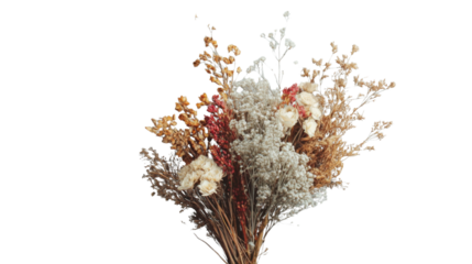 Bouquet of dried flowers with transparent background for easy integration