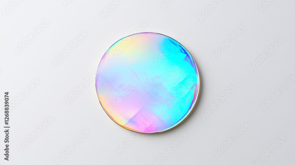 Aufkleber This striking holographic sticker mockup features a mesmerizing array of colors that shift with light, perfect for creative applications. Ideal for branding or artistic expressions