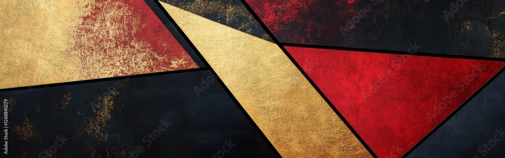 Aufkleber Striking geometric abstract art showcasing bold colors and dynamic shapes on a dark background for modern decor enthusiasts