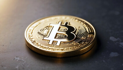 Bit coin closeup, cryptocurrency, future money, isolated, copy space area, template