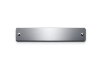 Blank silver metal name tag or nameplate isolated on white background
