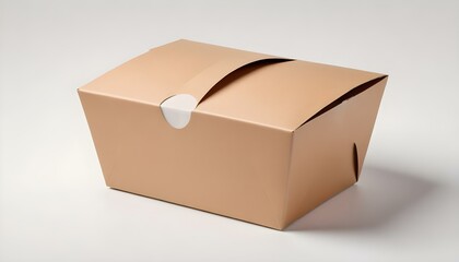 brown unlabeled paper food box isolated on white background