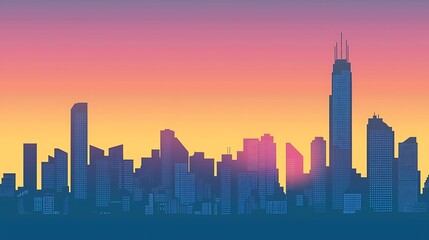 Abstract cityscape with urban twilight colors, perfect for real estate marketing or city guides