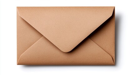 Open brown paper envelope with triangular flap on a white background for mailing or storage purposes