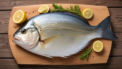 fresh dorado fish on a wooden