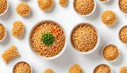 instant noodles isolated on white background