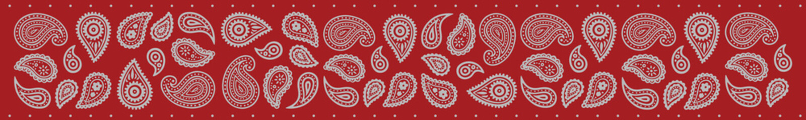 Red Bandana Print. paisley seamless pattern. pattern, flowers, hops, rice, decorative geometric line ornament. Red white pattern template. Silk neck scarf