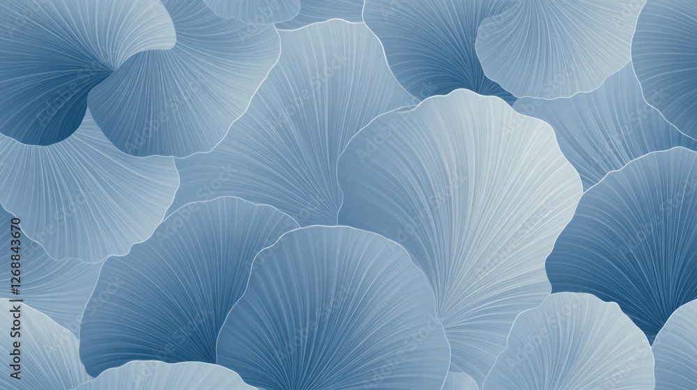 Poster muted dusty blue background features delicate overlapping leaf patterns for a soothing ambiance in d