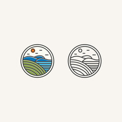 Ocean Sun Wave Logo Icon Vector Design. Creative simple logos designs illustration