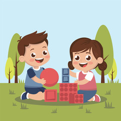 children flat vector for educational illustration