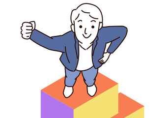 業績アップでガッツポーズのビジネスマン