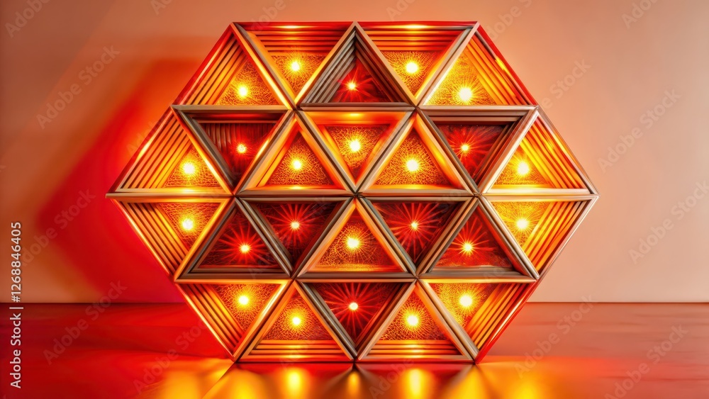 Poster illuminated hexagonal geometric structure