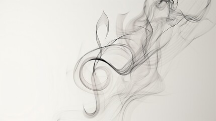 A simple line art sketch of a musical note, with flowing lines representing melody and rhythm, centered on a clean white surface.