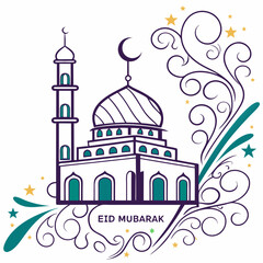 Eid Mubarak silhouette vector