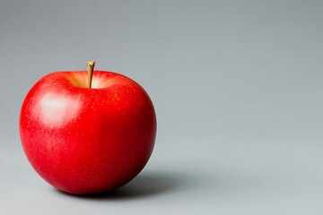 Single Red Apple on Grey Background, Studio Shot