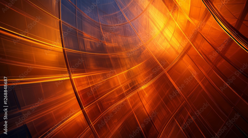 Aufkleber dynamic abstract background featuring warm orange and gold tones, with intricate lines and curves cr