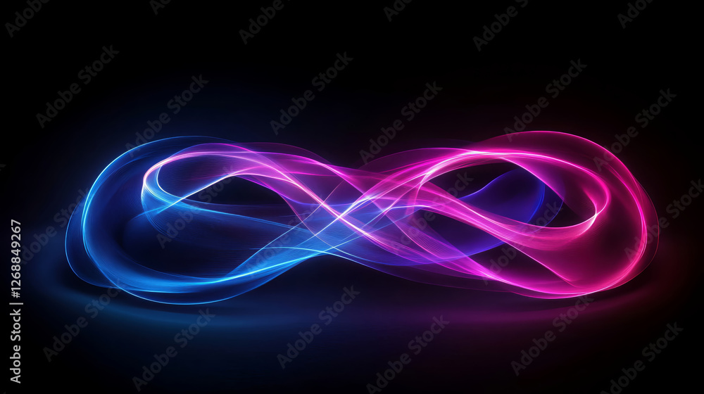 Poster mesmerizing image of glowing light spiral in vibrant blue and pink hues, creating infinite loop effe