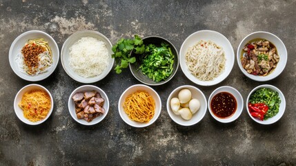 Asian Cuisine - Noodles, Meat, and Herbs