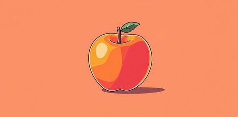 Cartoon style drawing of a red and orange apple