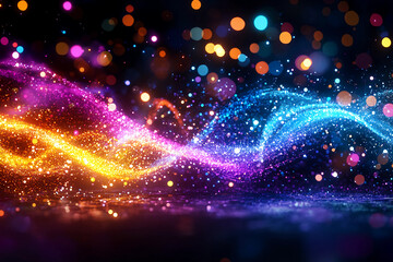 Fototapeta premium Quantum Spectrum - A vibrant display of light and color, with glowing quantum particles emitting energy streaks, showcasing the dynamic beauty of the quantum realm