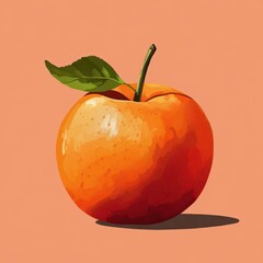 Stylized digital painting depicts a vibrant orange apple fruit